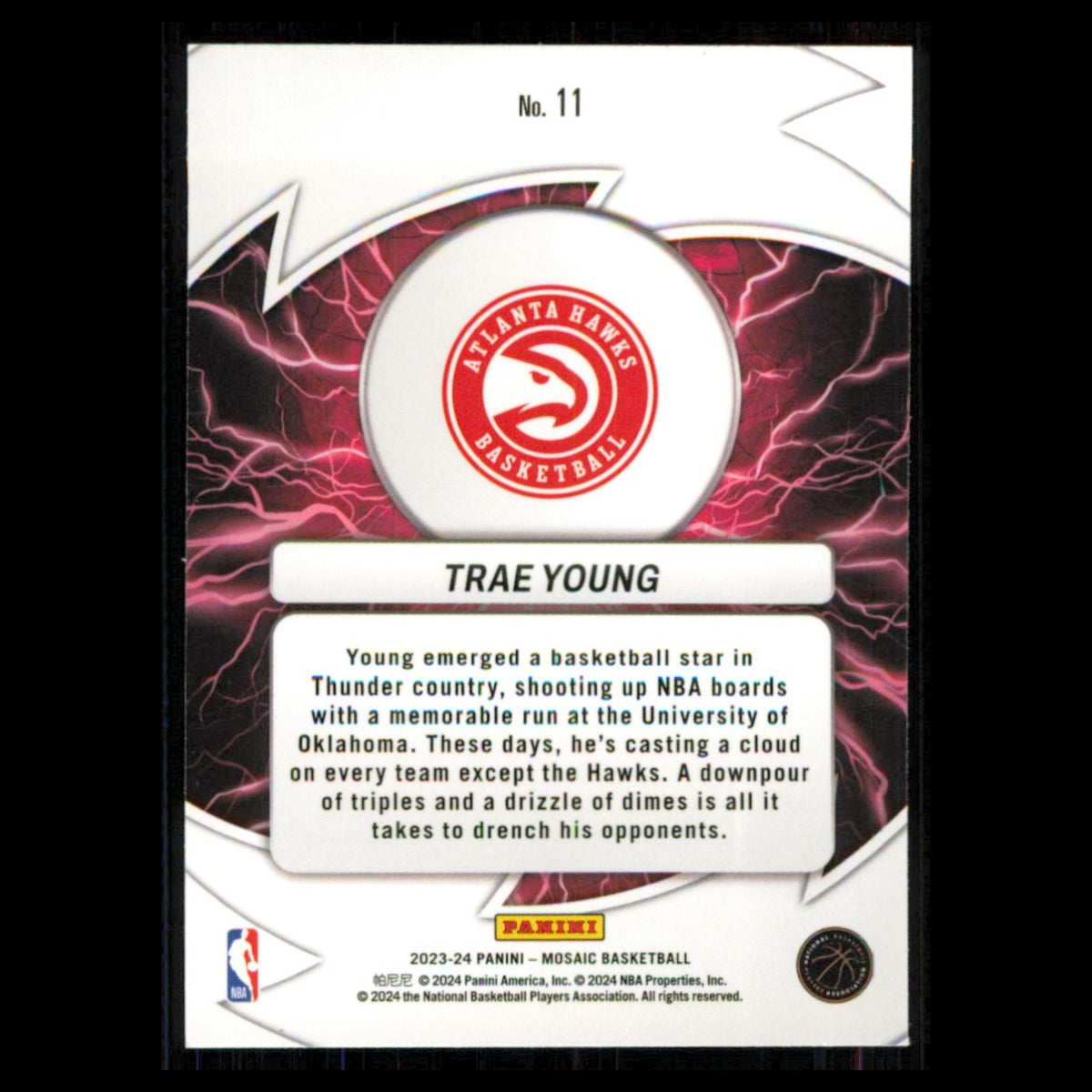 Trae Young #11 2023 Panini Mosaic Atlanta Hawks Basketball Card NBA NM