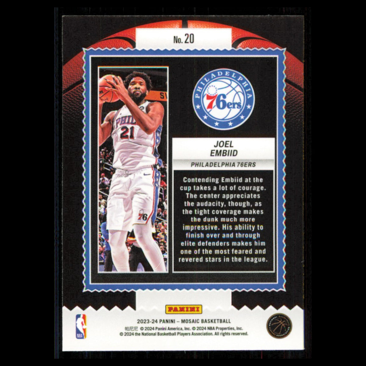Joel Embiid #20 2023 Panini Mosaic Jam Masters Philadelphia 76ers Basketball NBA