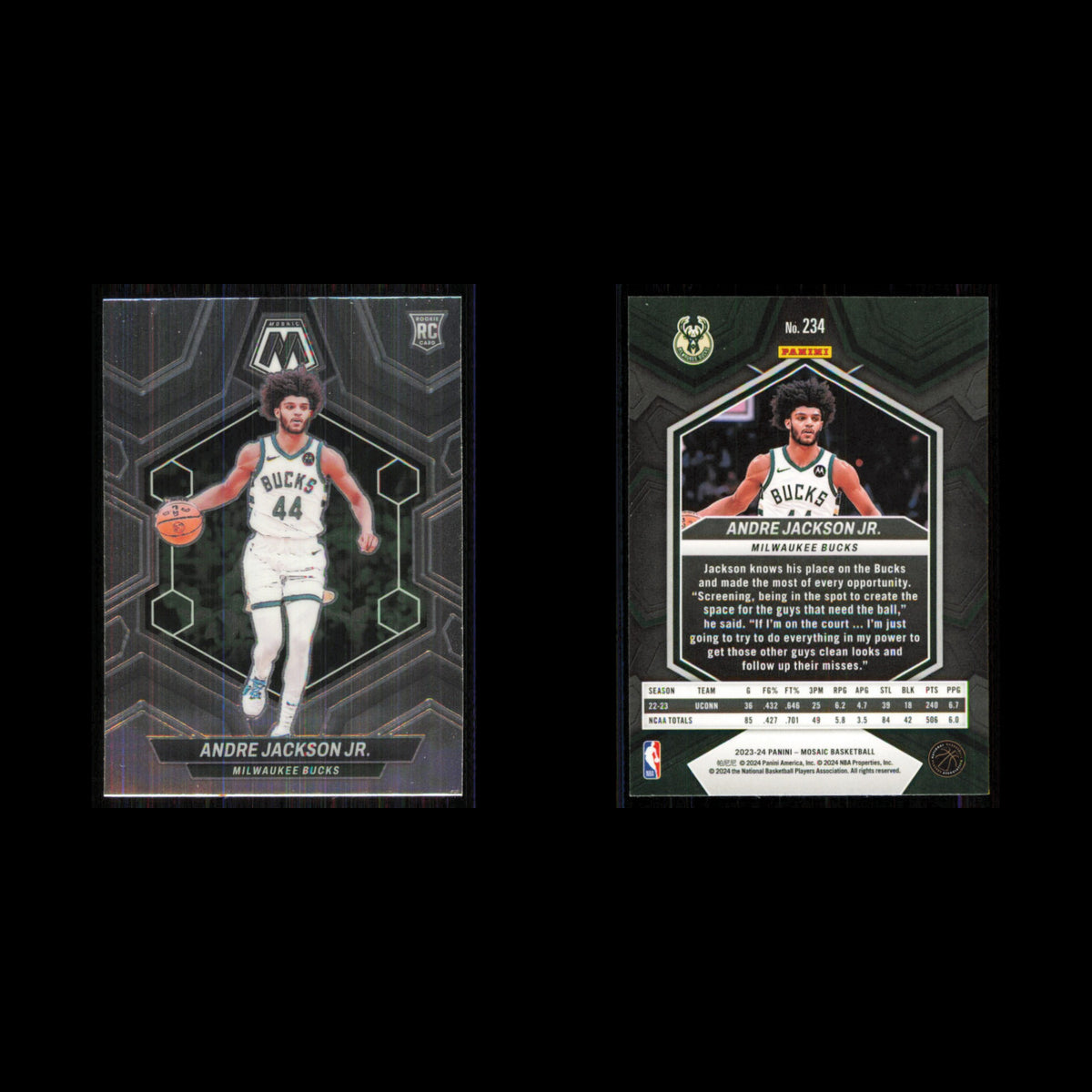 Andre Jackson Jr. Rookie #234 2023 Panini Mosaic Milwaukee Bucks Basketball Card