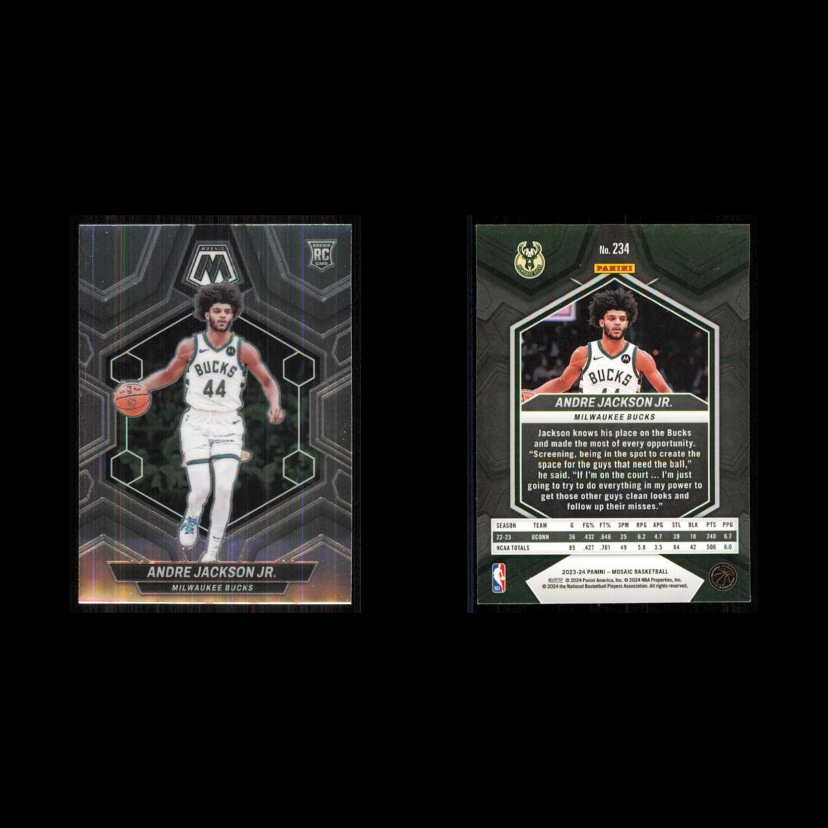 Andre Jackson Jr. Rookie #234 2023 Panini Mosaic Milwaukee Bucks Basketball Card