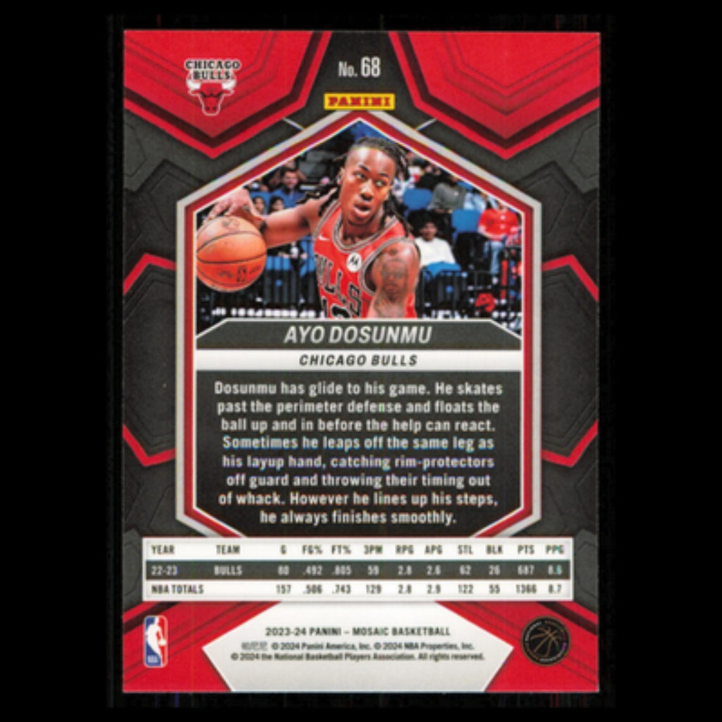 Ayo Dosunmu #68 2023 Panini Mosaic Chicago Bulls Basketball Card NBA NM