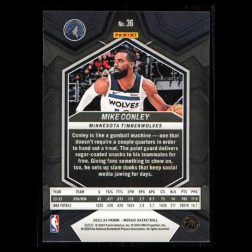 Mike Conley #36 2023 Panini Mosaic Minnesota Timberwolves Basketball Card NBA NM