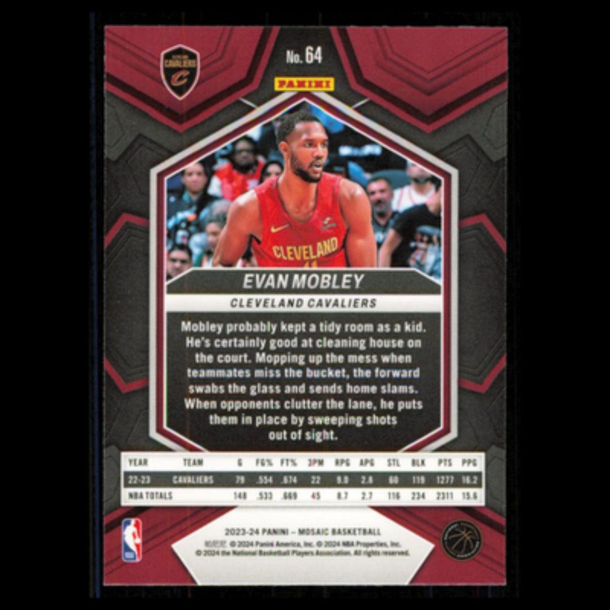 Evan Mobley #64 2023 Panini Mosaic Cleveland Cavaliers Basketball Card NBA NM