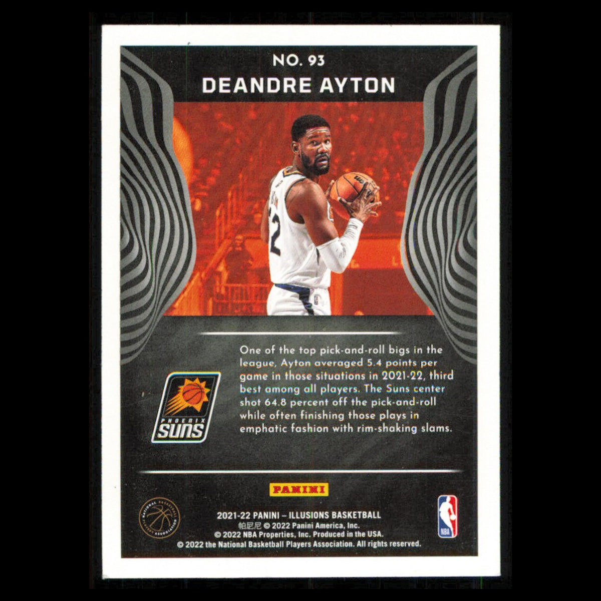 Deandre Ayton #93 2021 Panini Illusions Phoenix Suns Basketball Card NBA NM