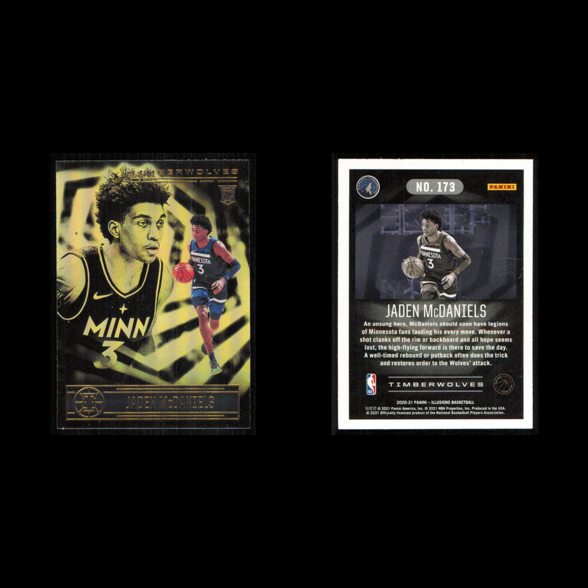Jaden McDaniels Rookie #173 2020 Panini Illusions Minnesota Timberwolves Card NM