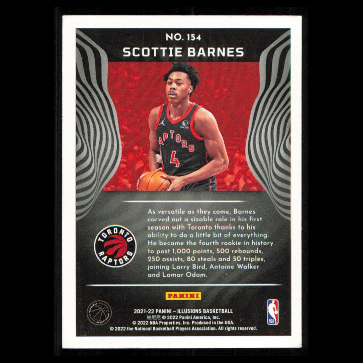 Scottie Barnes Rookie #154 2021 Panini Illusions Toronto Raptors Basketball Card