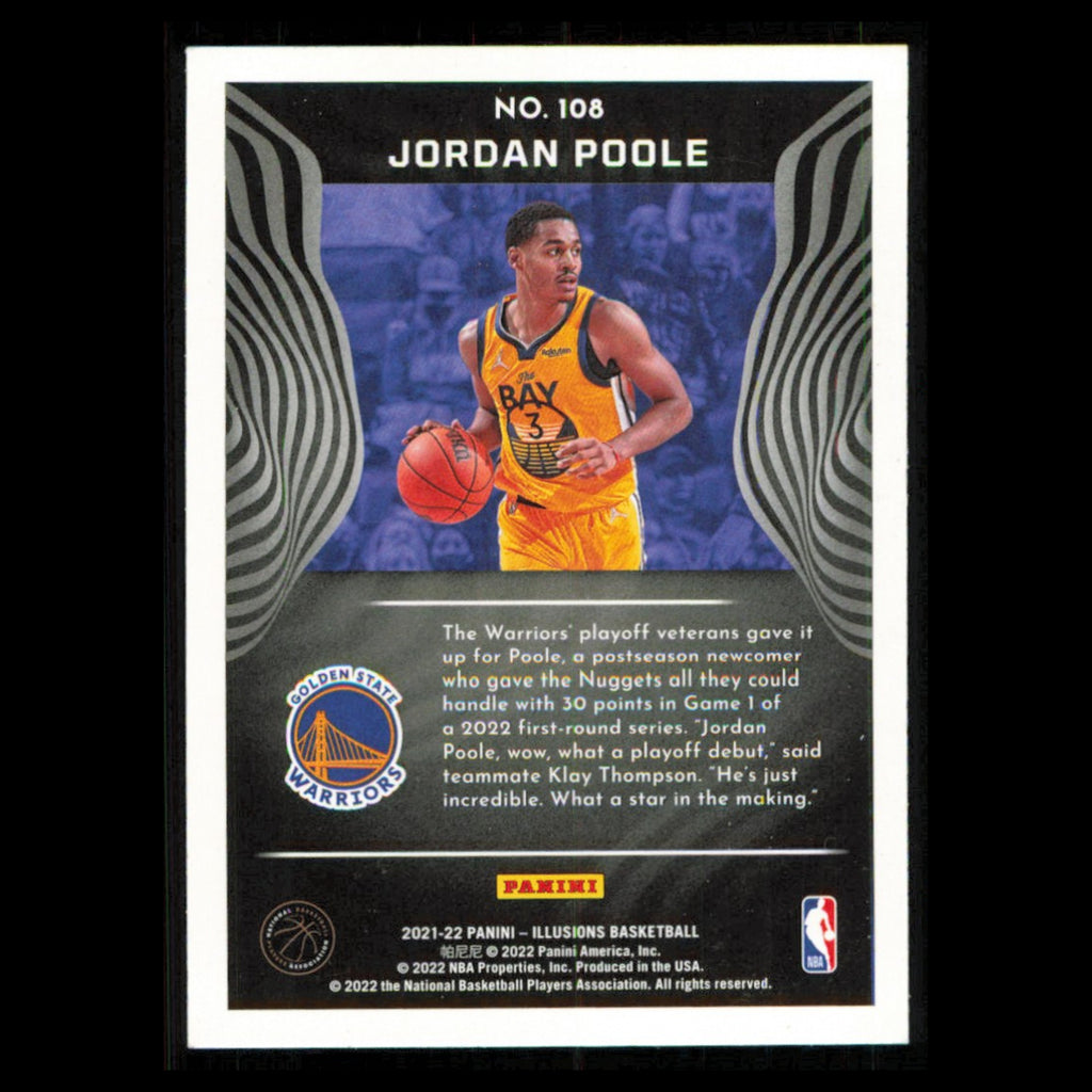 Jordan Poole #108 2021 Panini Illusions Golden State Warriors Basketball Card NM