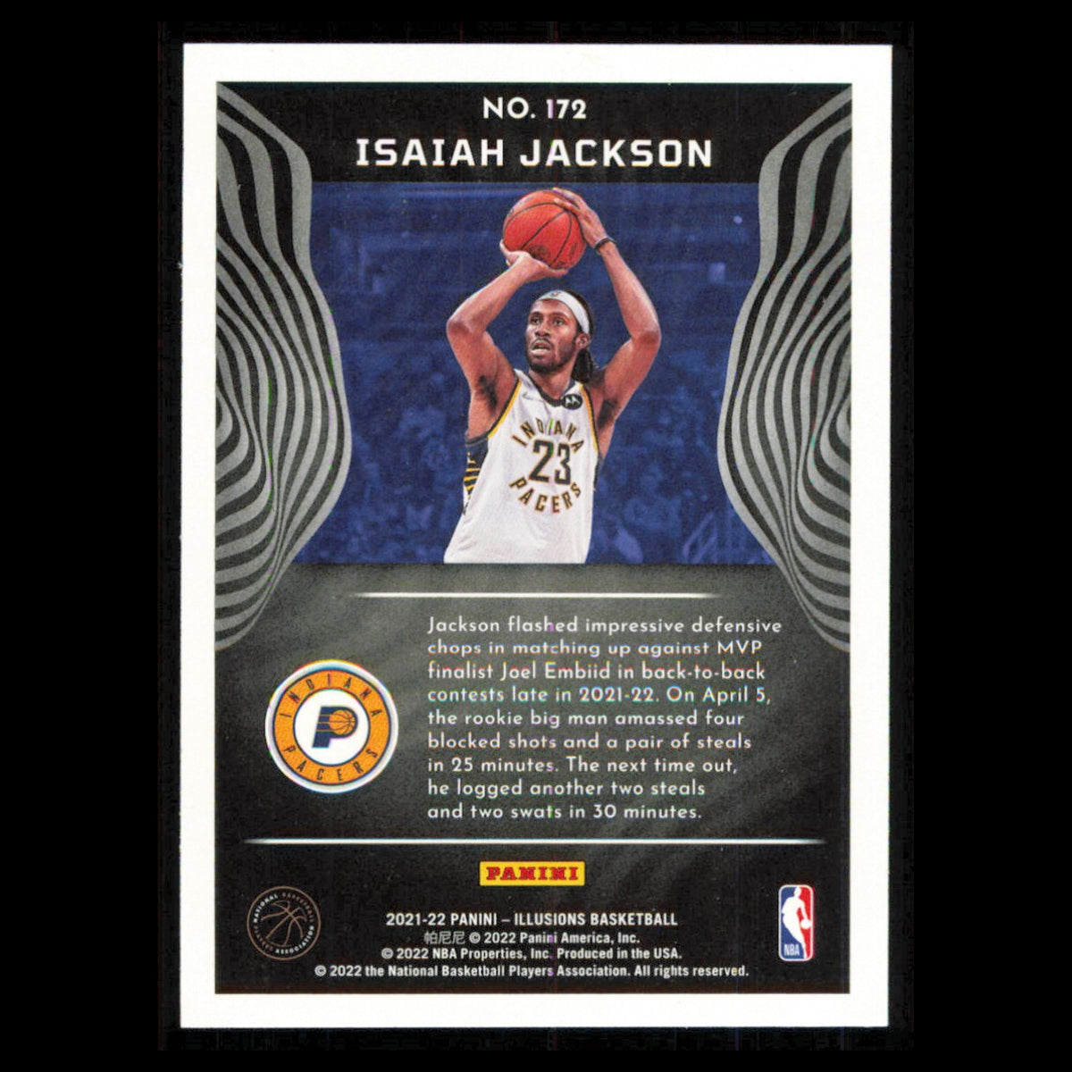 Isaiah Jackson Rookie #172 2021 Panini Illusions Indiana Pacers Basketball Card