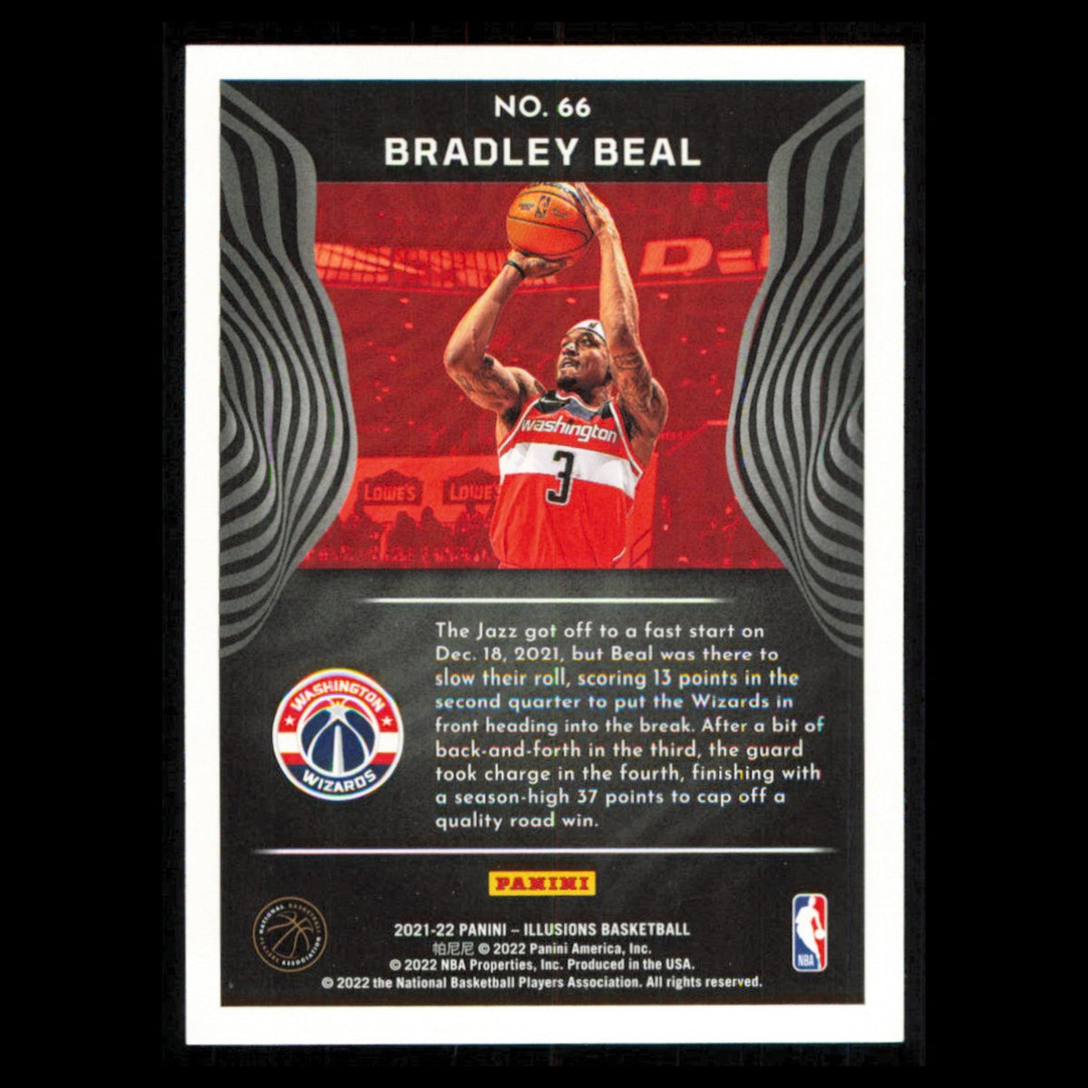 Bradley Beal #66 2021 Panini Illusions Washington Wizards Basketball Card NBA NM
