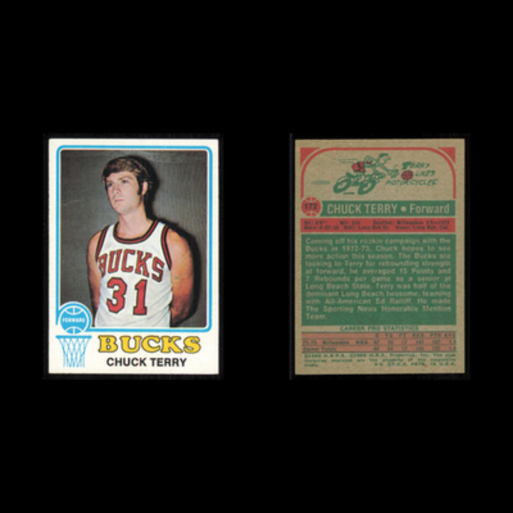 Chuck Terry #172 1973 Topps Milwaukee Bucks Basketball Card NBA Poor