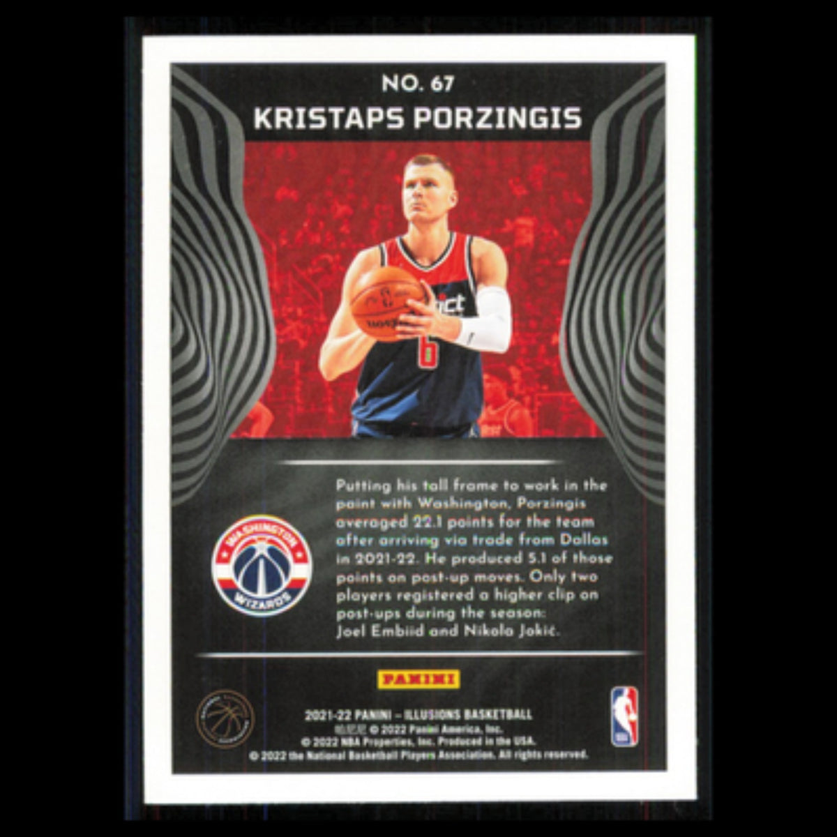 Kristaps Porzingis #67 2021 Panini Illusions Washington Wizards Basketball Card
