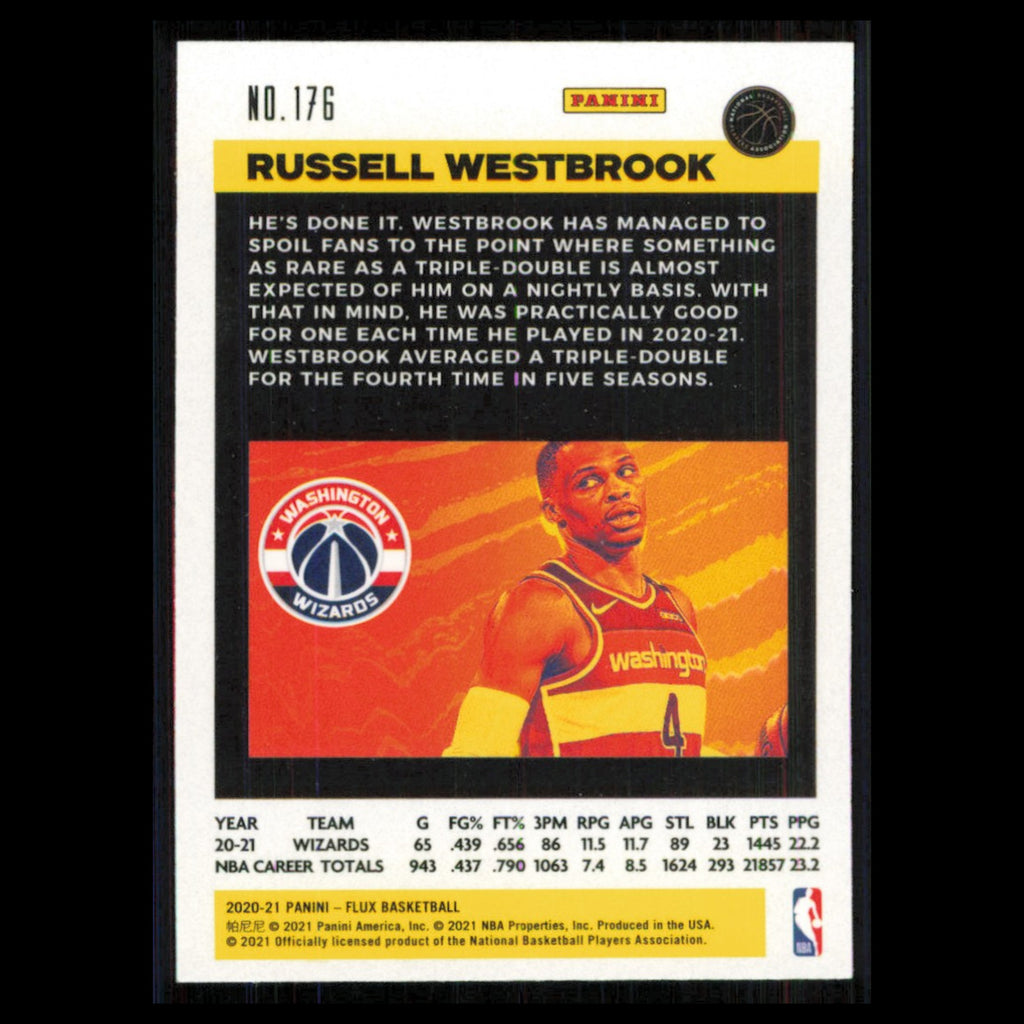 Russell Westbrook #176 2020 Panini Flux Washington Wizards Basketball Card NBA