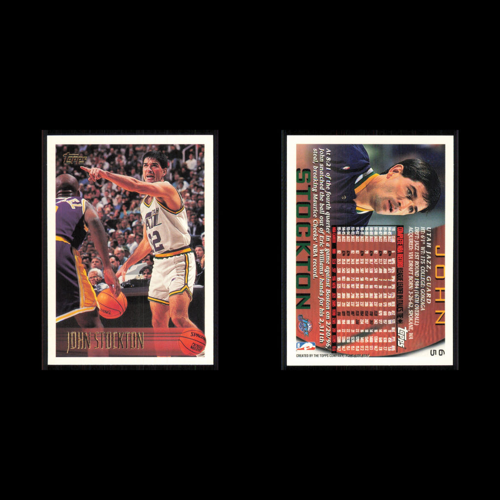 John Stockton #65 1996 Topps Utah Jazz Basketball Card NBA NM