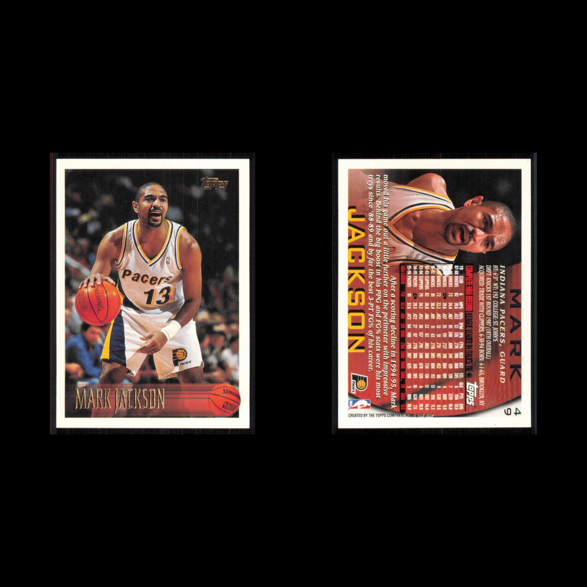 Mark Jackson #49 1996 Topps Indiana Pacers Basketball Card NBA NM