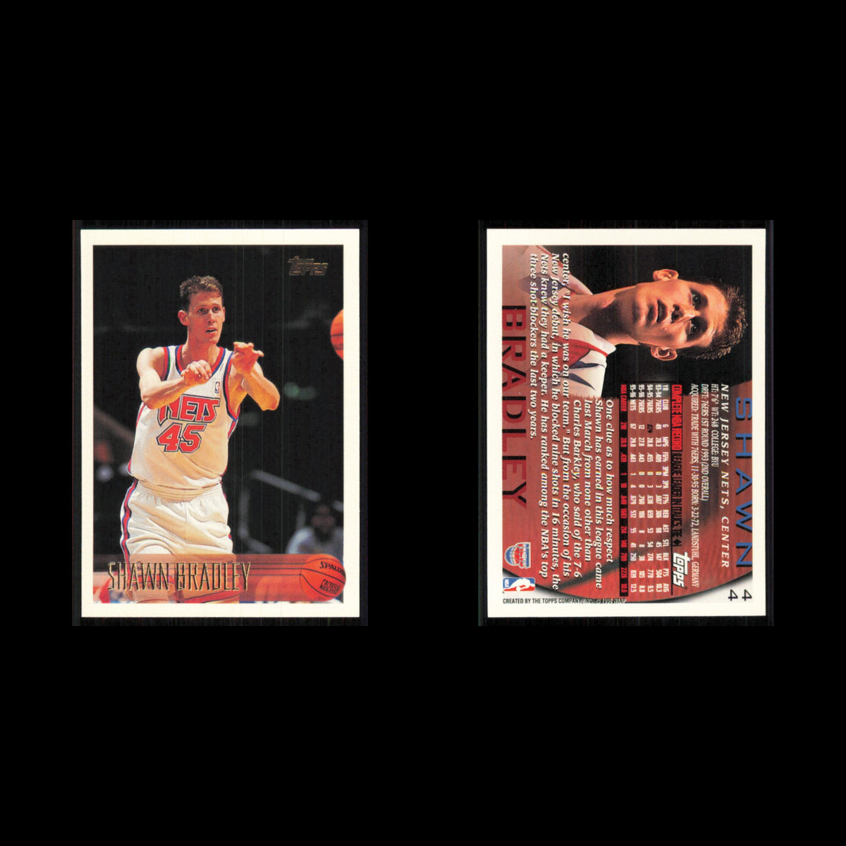 Shawn Bradley #44 1996 Topps Philadelphia 76ers Basketball Card NBA NM