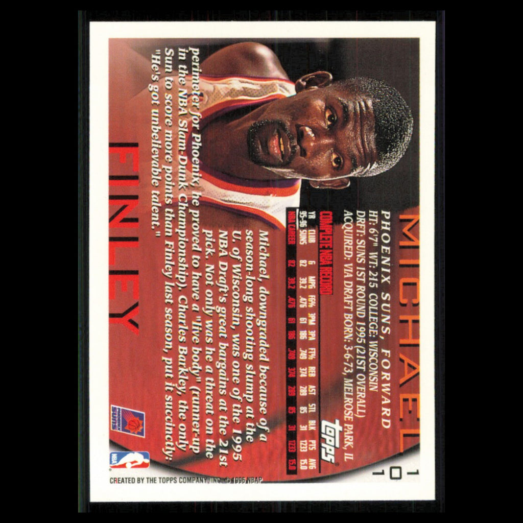 Michael Finley #101 1996 Topps Phoenix Suns Basketball Card NBA NM