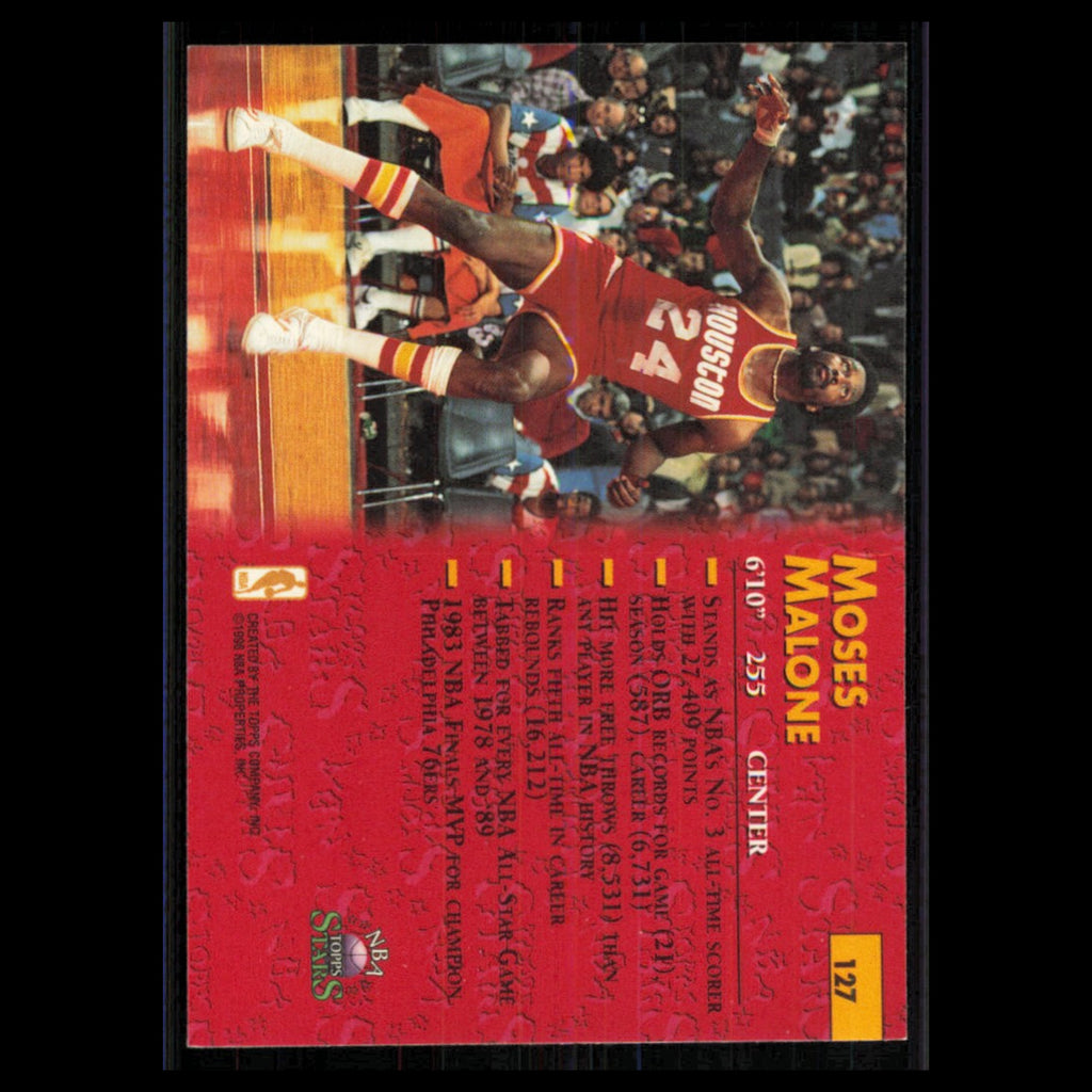 Moses Malone #127 1996 Topps Stars Houston Rockets Basketball Card NBA NM