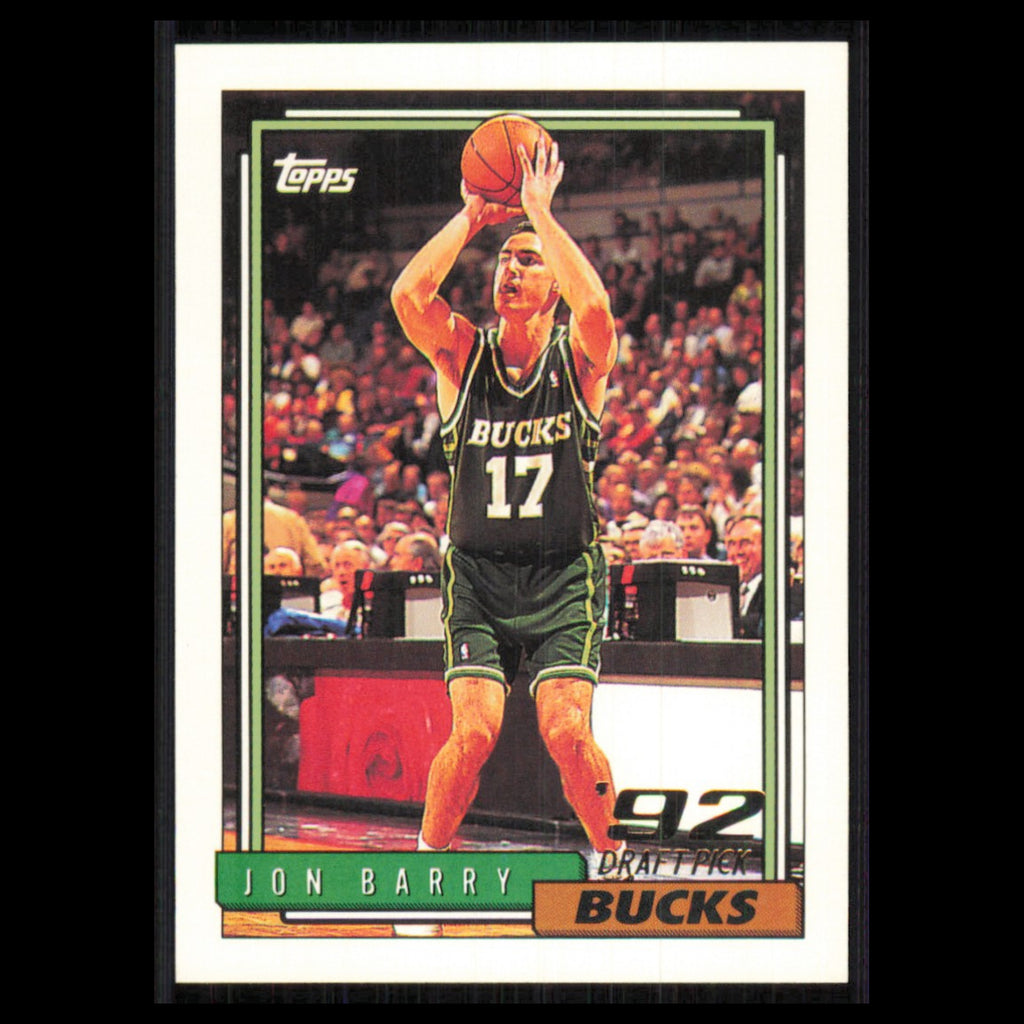 Jon Barry Rookie #348 1992 Topps Milwaukee Bucks Basketball Card NBA NM