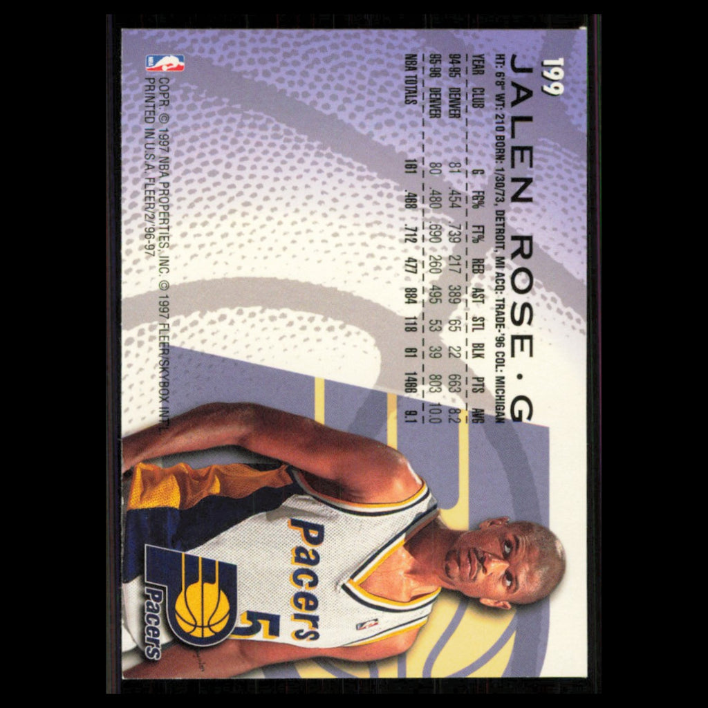 Jalen Rose #199 1996 Fleer Indiana Pacers Basketball Card NBA NM