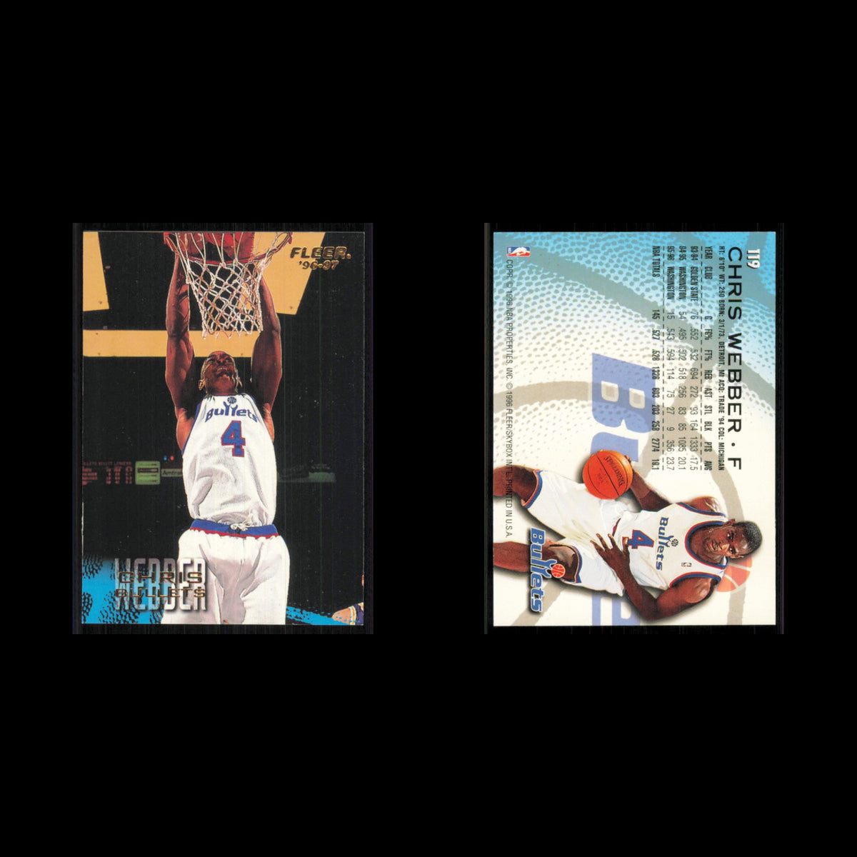 Chris Webber #119 1996 Fleer Washington Bullets Basketball Card NBA NM