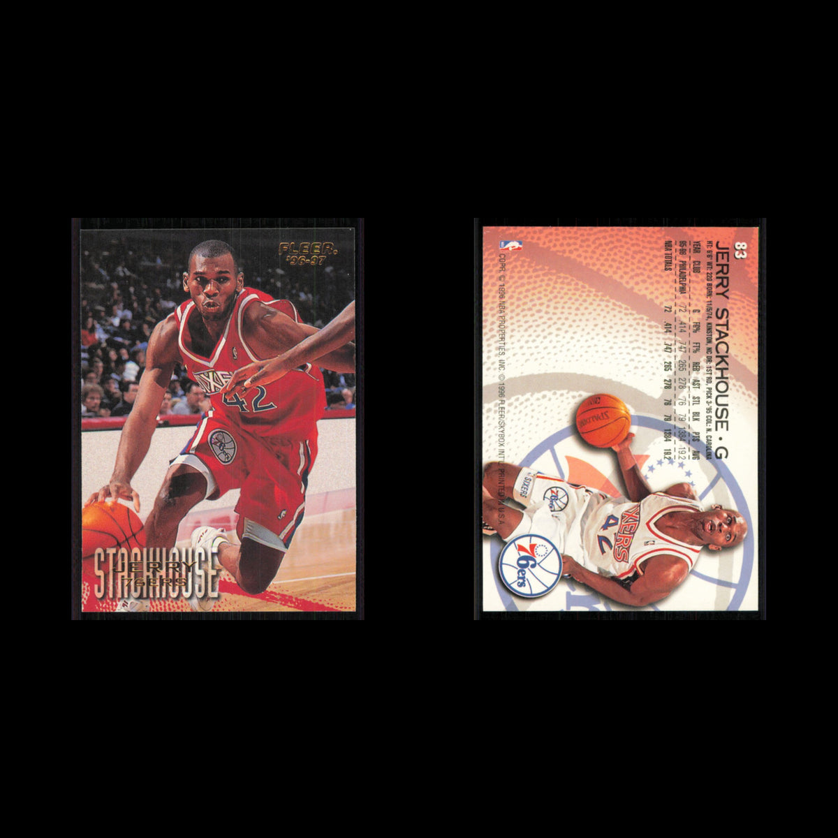 Jerry Stackhouse #83 1996 Fleer Philadelphia 76ers Basketball Card NBA NM
