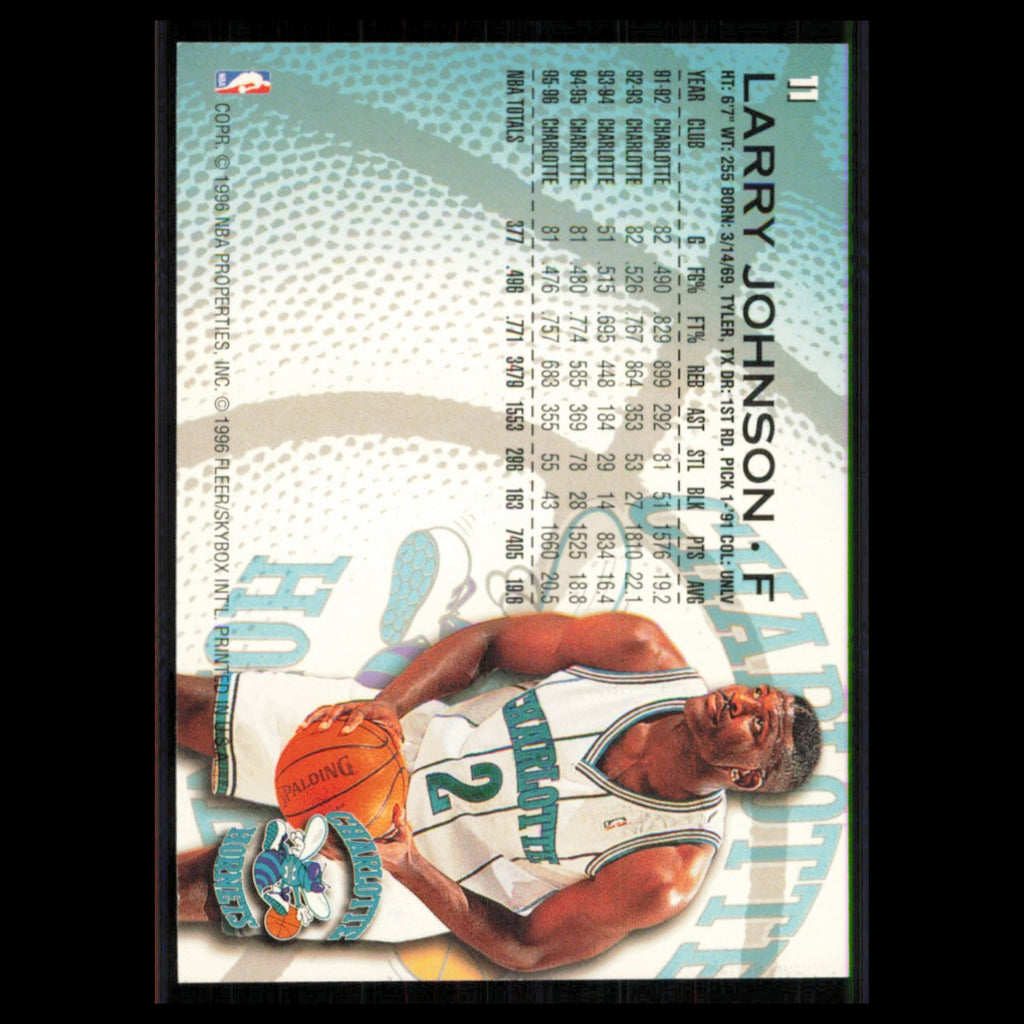 Larry Johnson #11 1996 Fleer Charlotte Hornets Basketball Card NBA NM