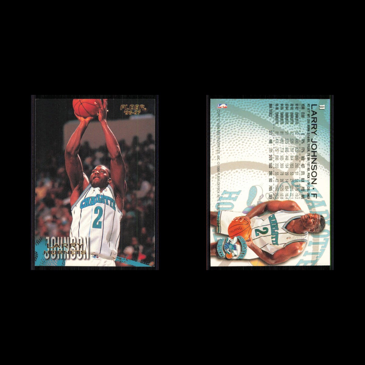 Larry Johnson #11 1996 Fleer Charlotte Hornets Basketball Card NBA NM