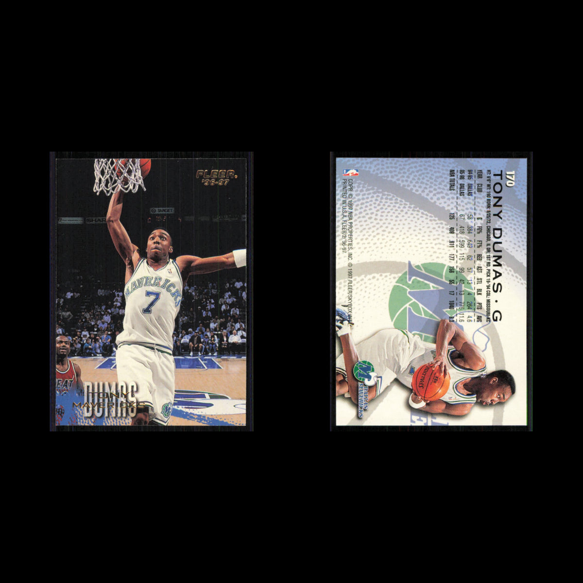 Tony Dumas #170 1996 Fleer Dallas Mavericks Basketball Card NBA NM