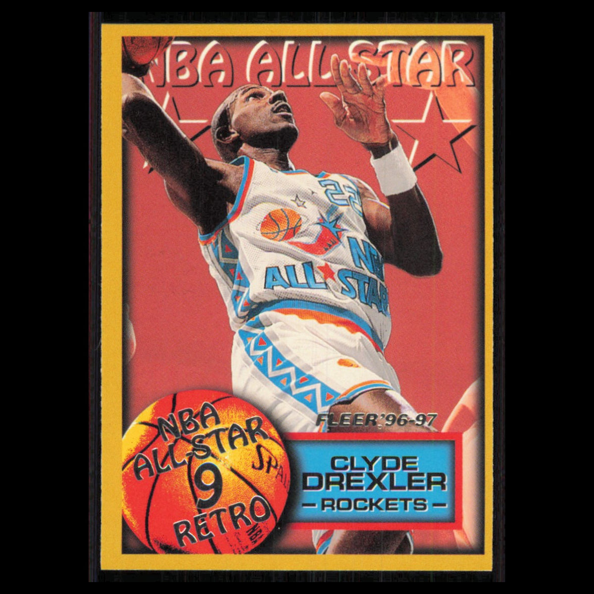Clyde Drexler #283 1996 Fleer Houston Rockets Basketball Card NBA NM