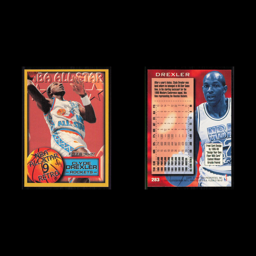 Clyde Drexler #283 1996 Fleer Houston Rockets Basketball Card NBA NM
