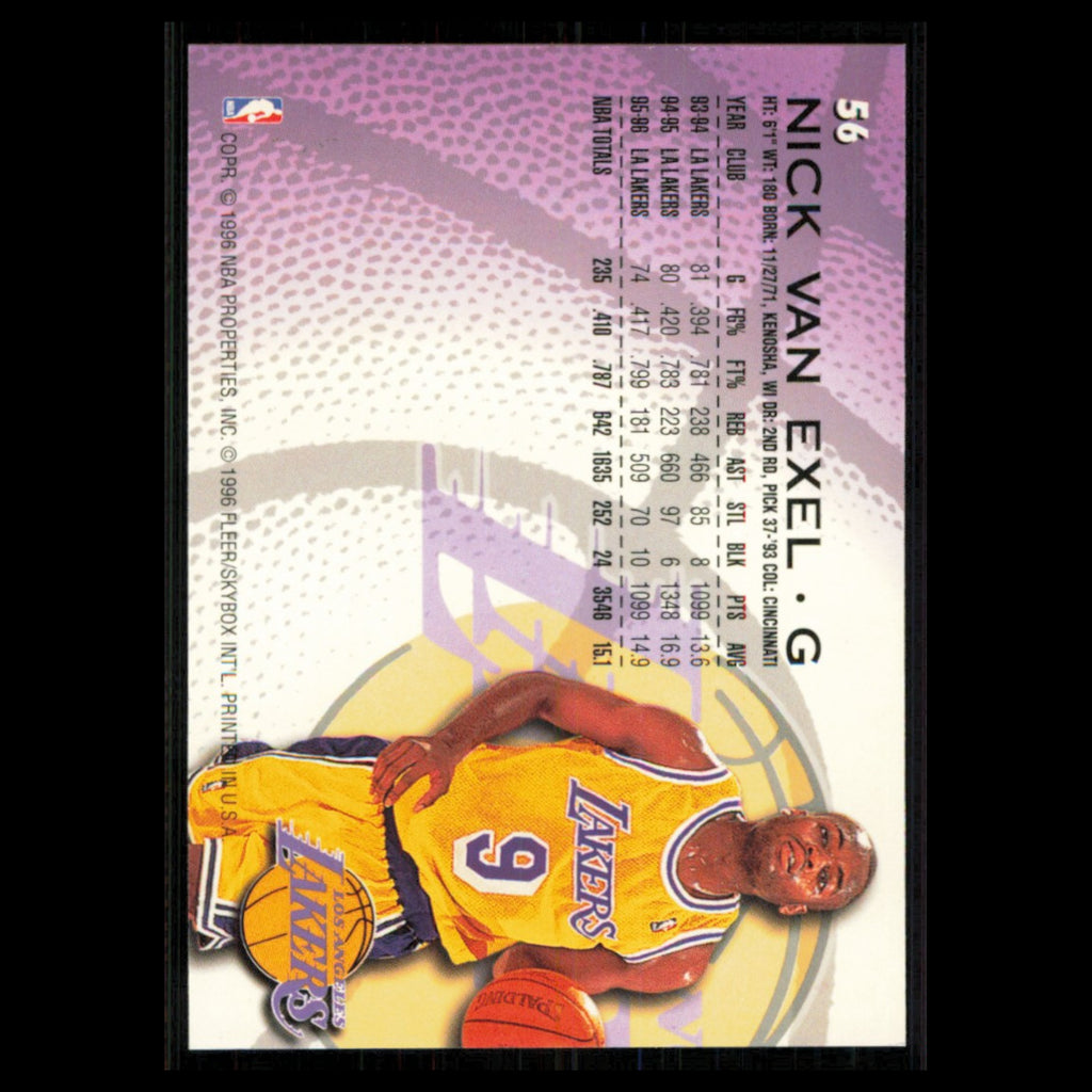 Nick Van Exel #56 1996 Fleer Los Angeles Lakers Basketball Card NBA NM