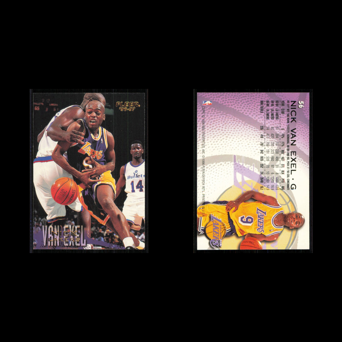 Nick Van Exel #56 1996 Fleer Los Angeles Lakers Basketball Card NBA NM