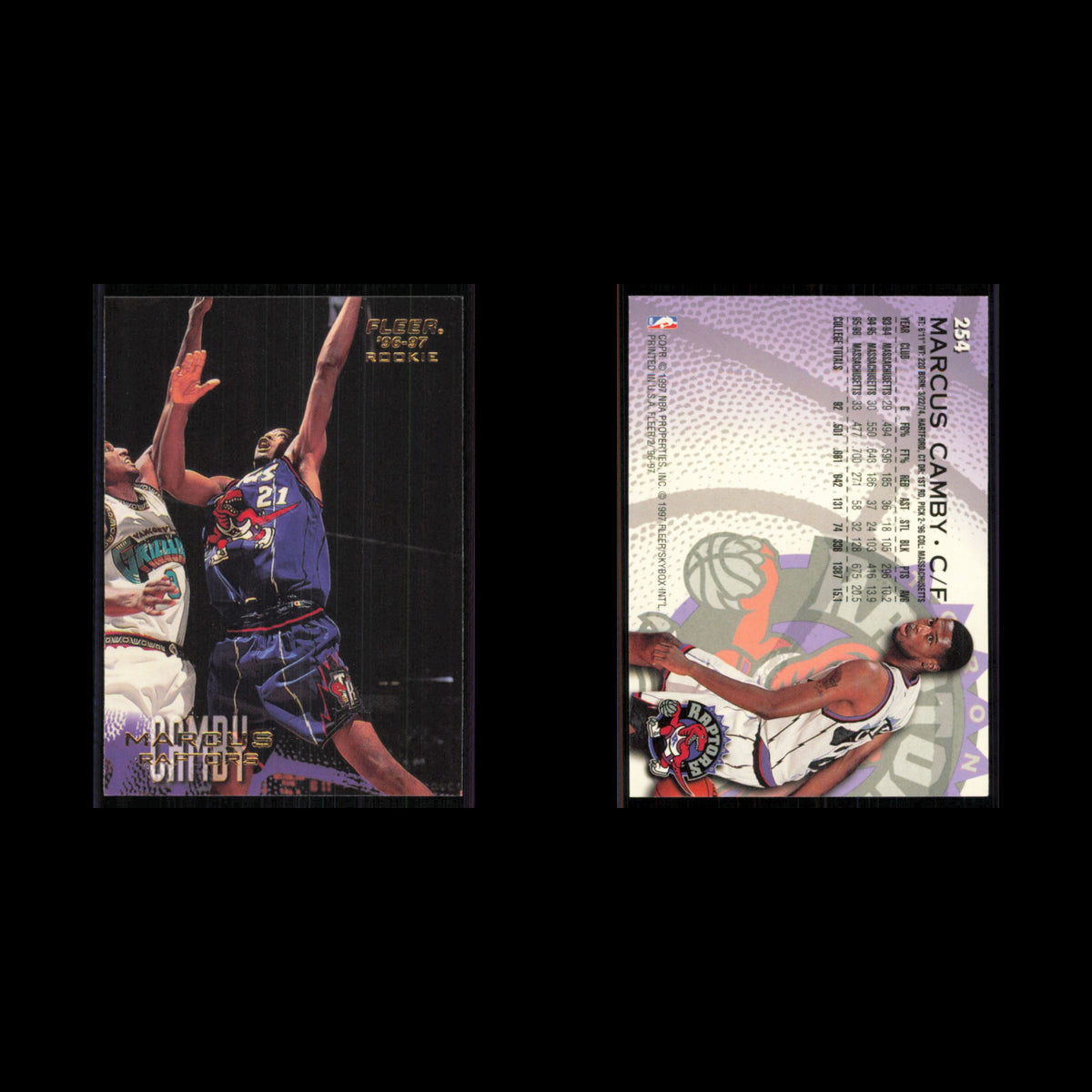 Marcus Camby Rookie #254 1996 Fleer Toronto Raptors Basketball Card NBA NM