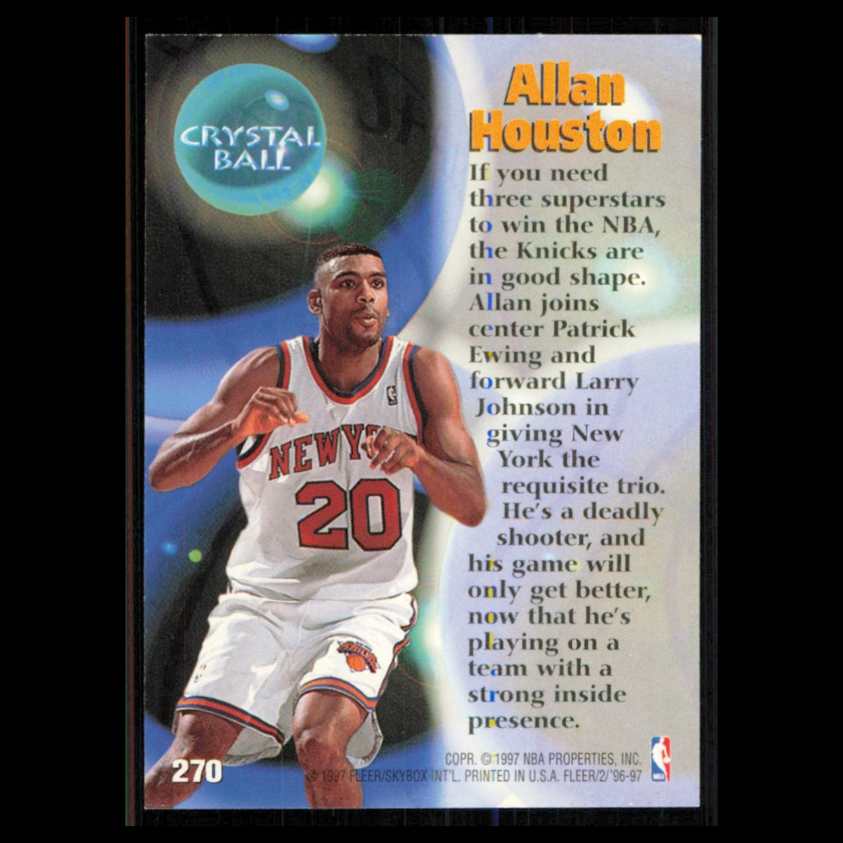 Allan Houston #270 1996 Fleer New York Knicks Basketball Card NBA NM
