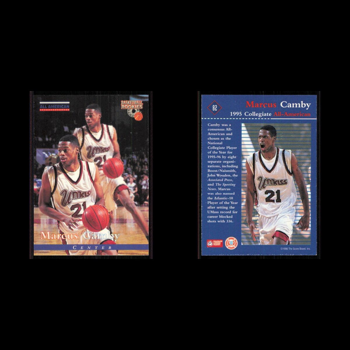 Marcus Camby Rookie #82 1996 Score Board UMass Minutemen Basketball Card NBA NM