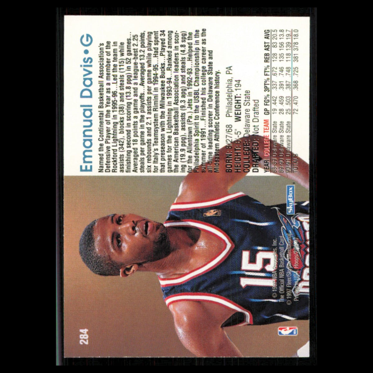 Emanual Davis Rookie #284 1996 Hoops Houston Rockets Basketball Card NBA NM