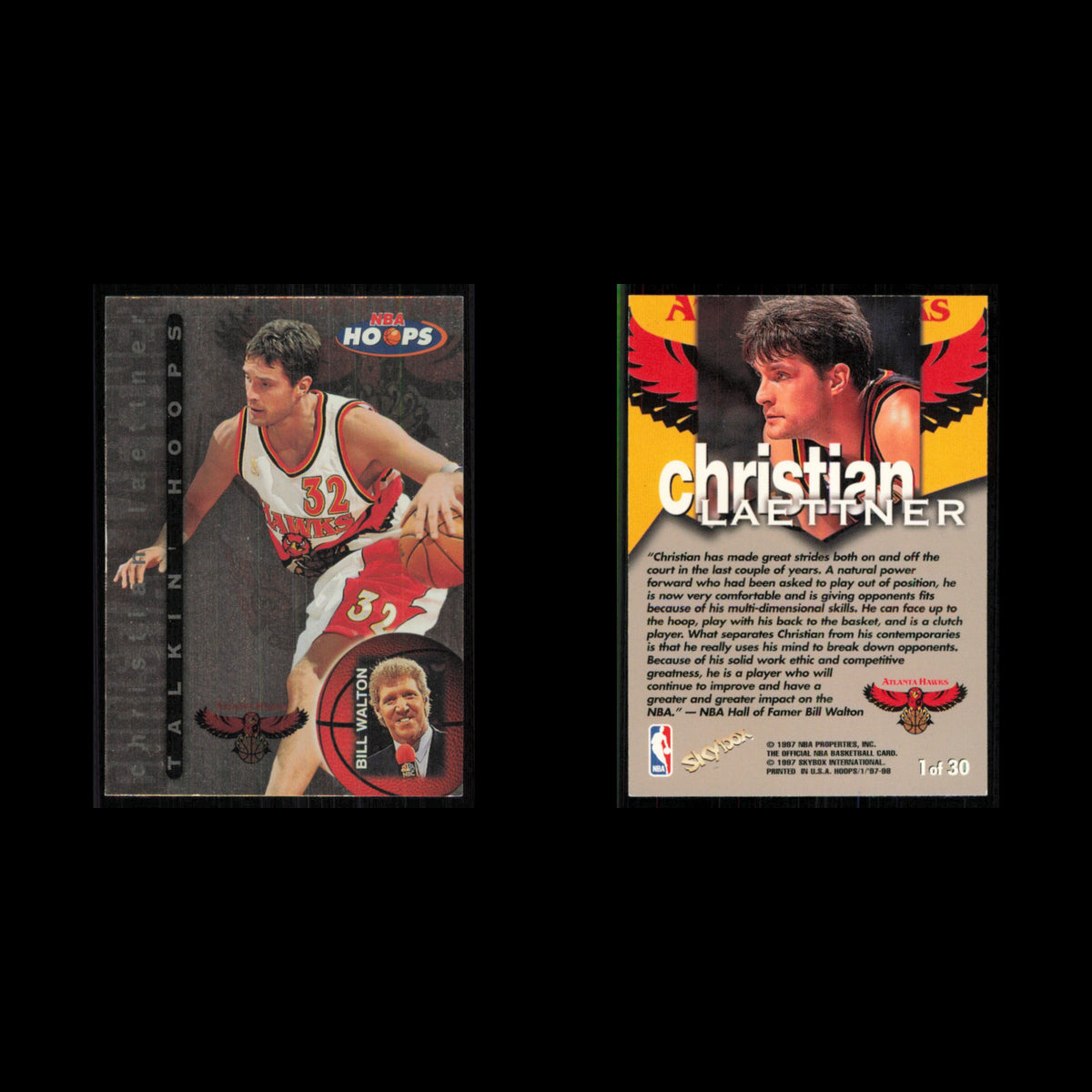 Christian Laettner Bill Walton #1 1996 Hoops Atlanta Hawks Basketball Card NBA