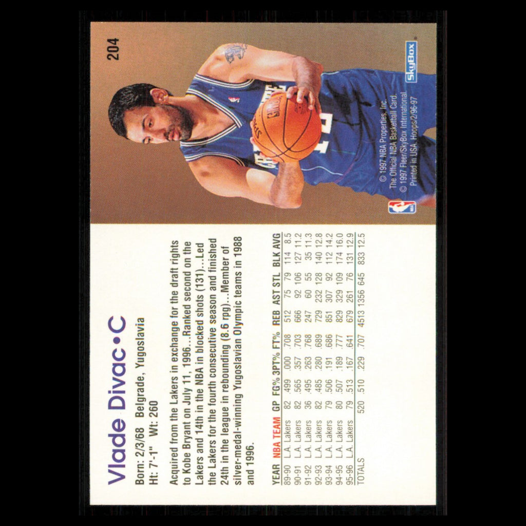 Vlade Divac #204 1996 Hoops Charlotte Hornets Basketball Card NBA NM