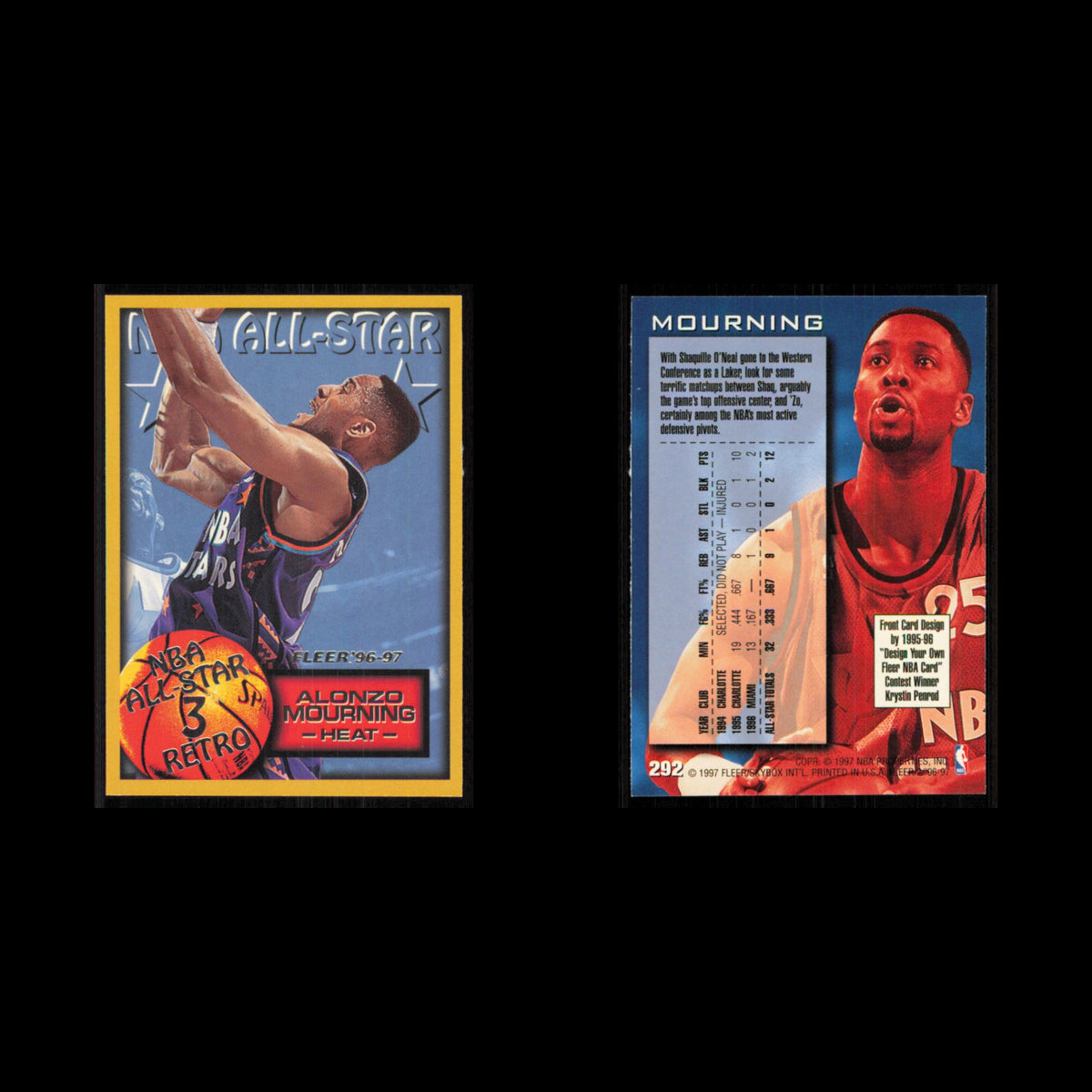 Alonzo Mourning #292 1996 Fleer Miami Heat Basketball Card NBA NM