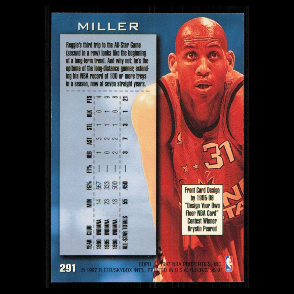 Reggie Miller #291 1996 Fleer Indiana Pacers Basketball Card NBA NM