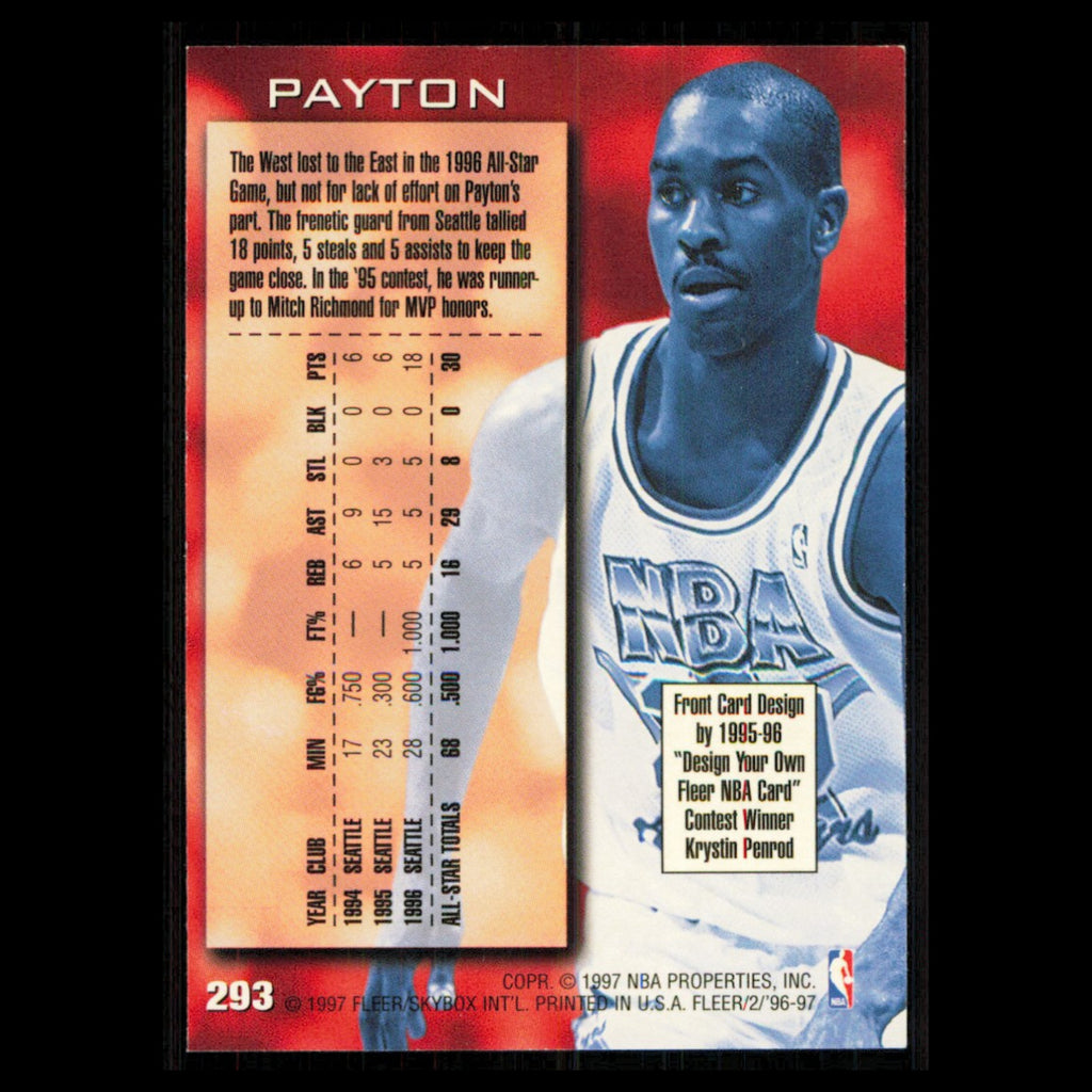 Gary Payton #293 1996 Fleer Seattle SuperSonics Basketball Card NBA NM