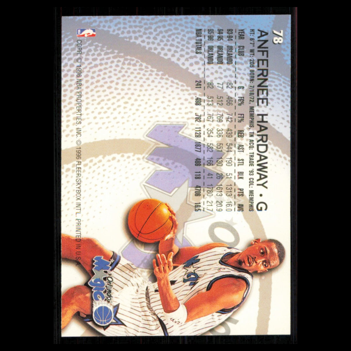 Anfernee Hardaway #78 Penny 1996 Fleer Orlando Magic Basketball Card NBA NM
