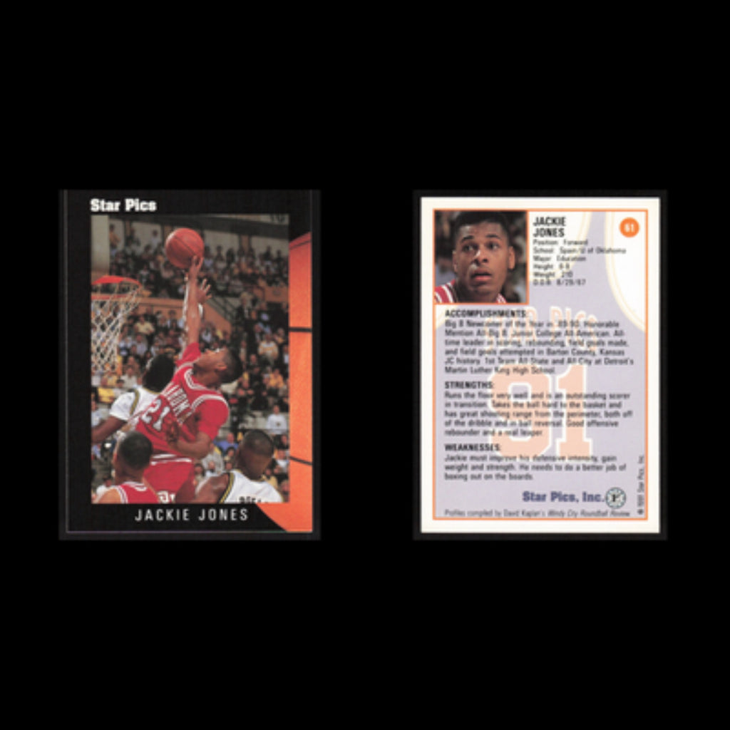 Jackie Jones #61 1991 Star Pics Oklahoma Sooners Basketball Card NBA NM
