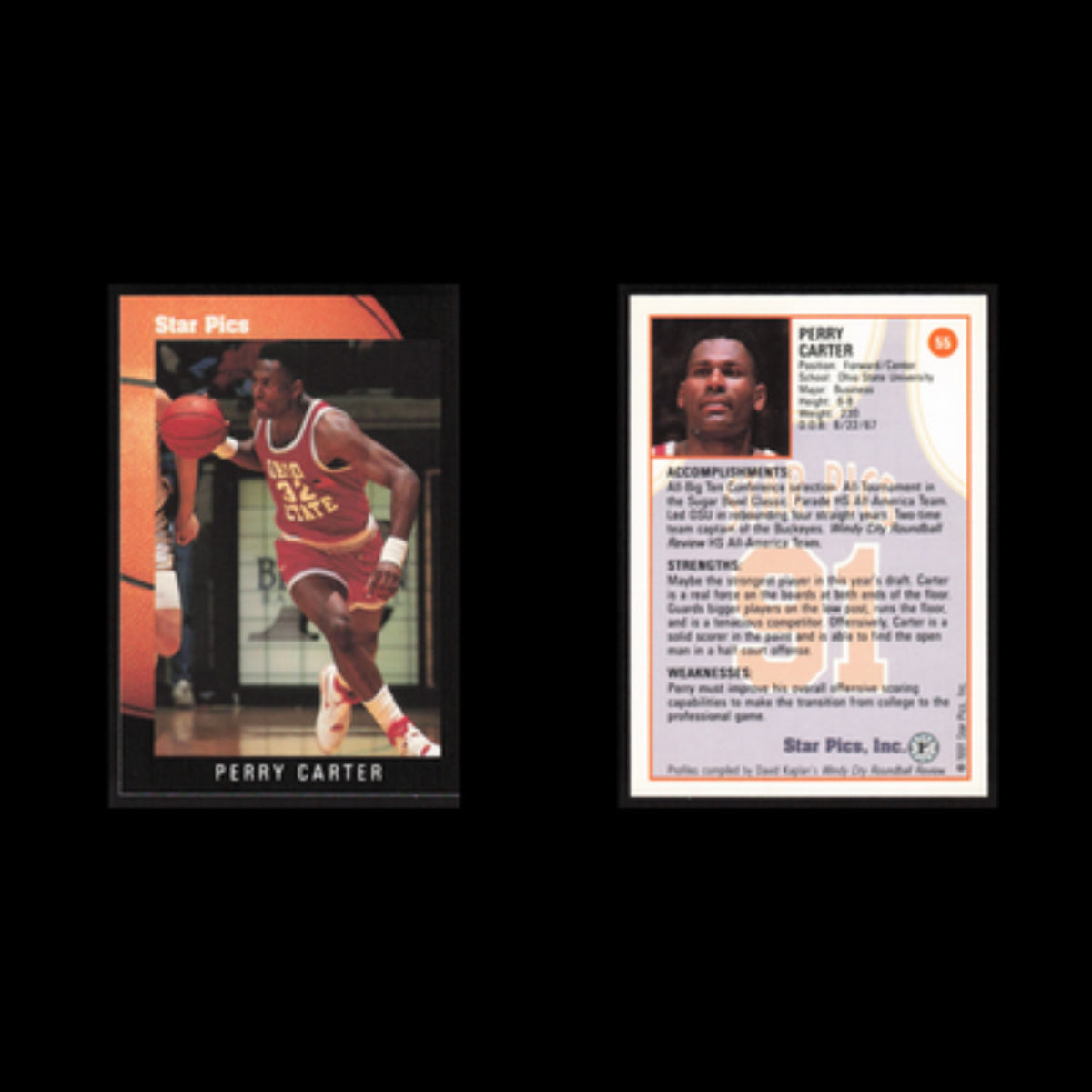 Perry Carter #55 1991 Star Pics Ohio State Buckeyes Basketball Card NBA NM