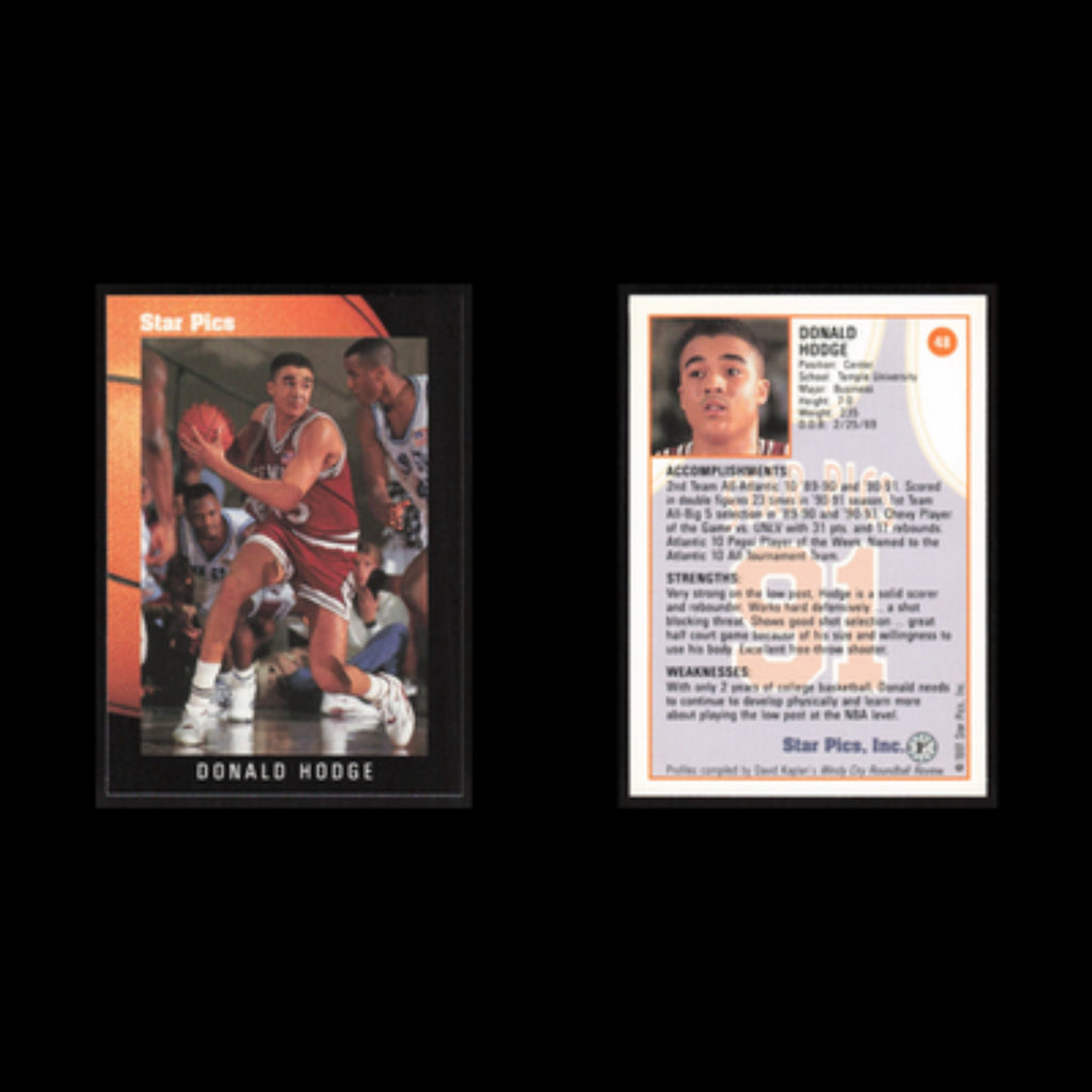 Donald Hodge #48 1991 Star Pics Temple Owls Basketball Card NBA NM