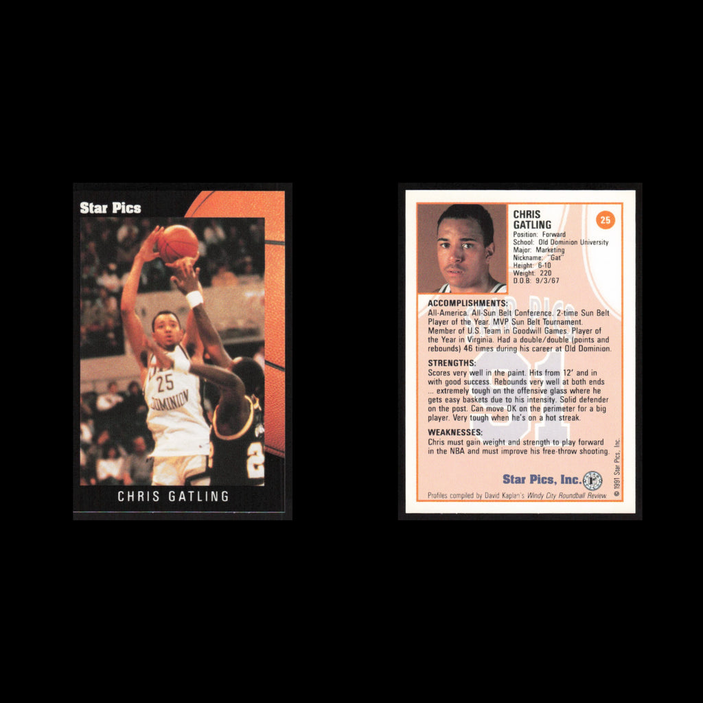 Chris Gatling #25 1991 Star Pics Old Dominion Monarchs Basketball Card NBA NM
