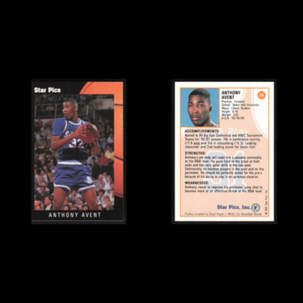 Anthony Avent #24 1991 Star Pics Seton Hall Pirates Basketball Card NBA NM