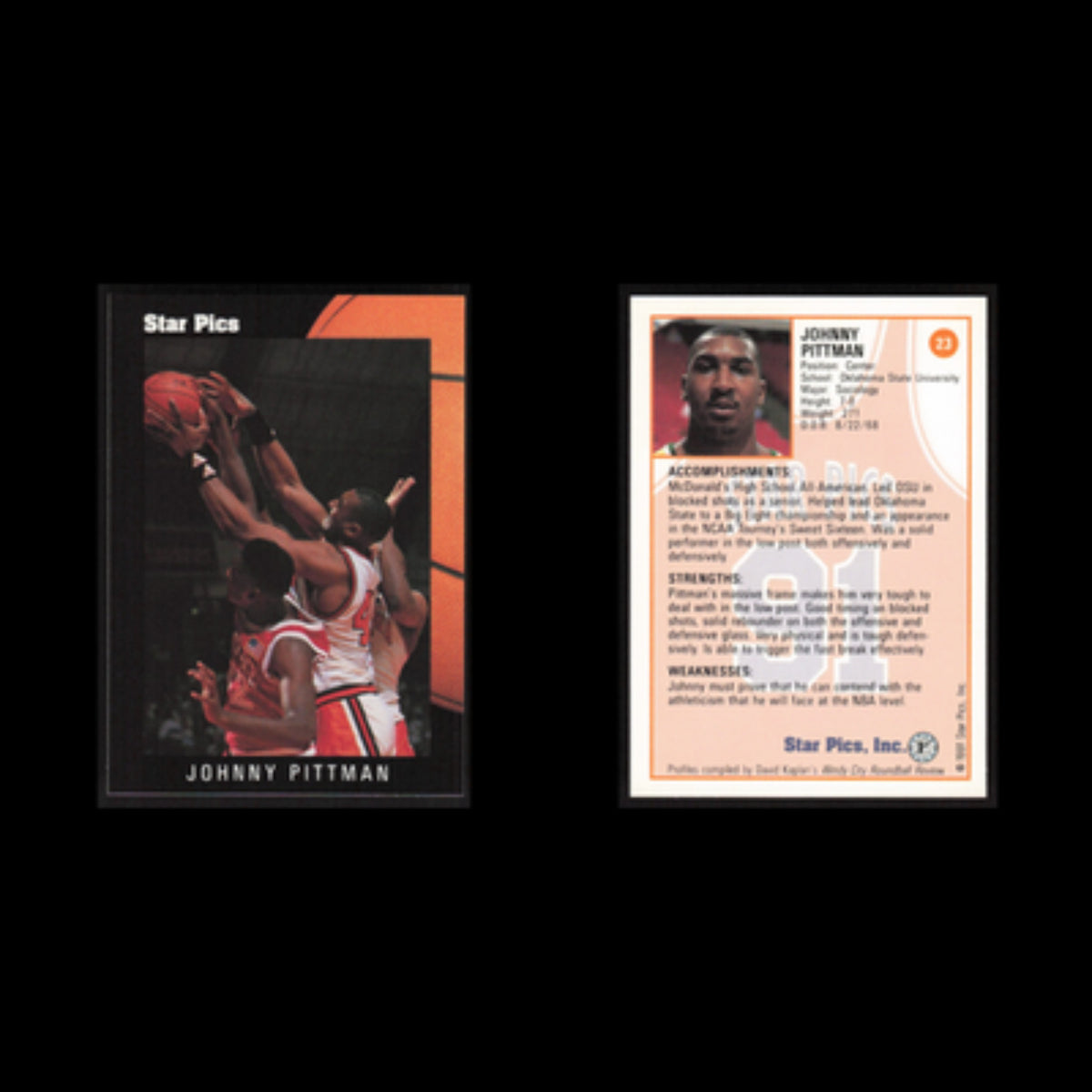 Johnny Pittman #23 1991 Star Pics Oklahoma State Cowboys Basketball Card NBA NM