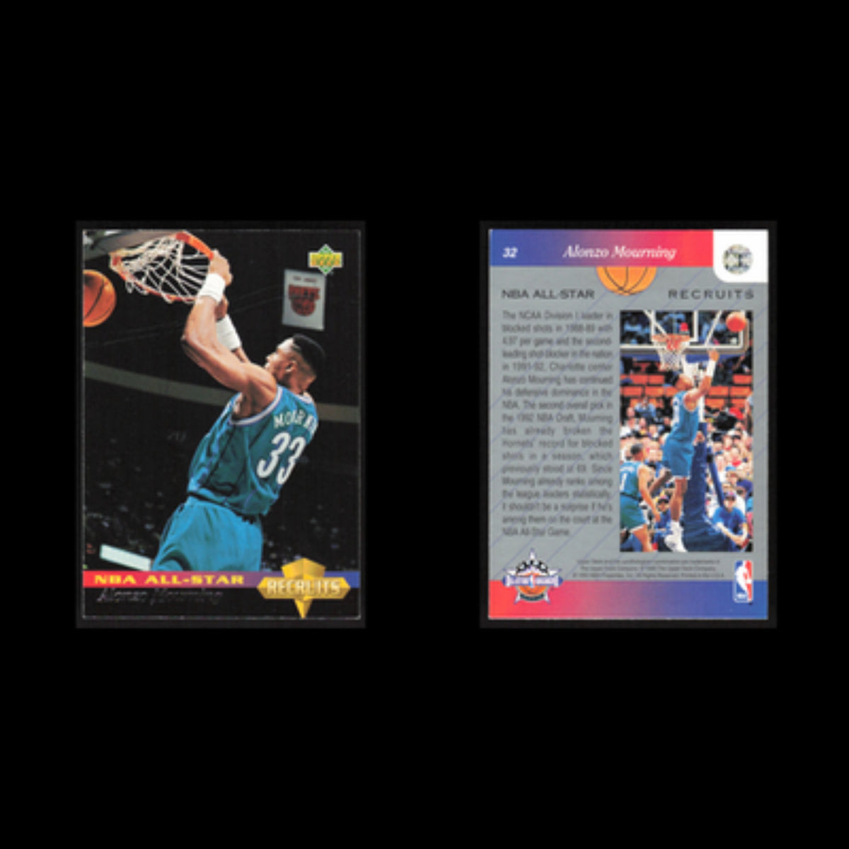 Alonzo Mourning #32 1992 Upper Deck NBA All-Star Charlotte Hornets Basketball NM