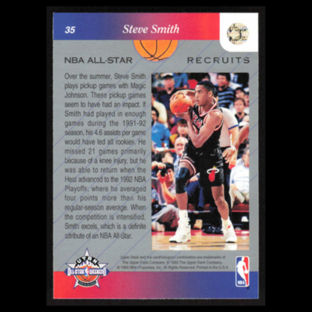 Steve Smith #35 1992 Upper Deck NBA All-Star Miami Heat Basketball Card NBA NM